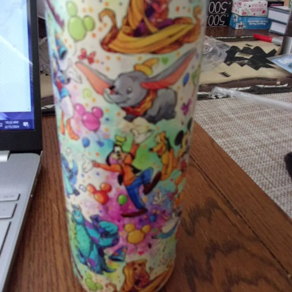 Disney Cartoon Tumbler With Lid And Straw, 20oz Stainless Steel New